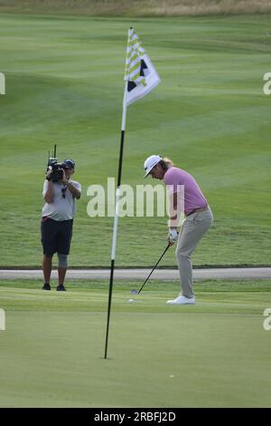 St. Albans, Hertfordshire, Royaume-Uni. 9 juillet 2023. CAM Smith remporte l'événement LIV Golf London au Centurion Golf Club après un putt manqué sur 18 Credit : Motofoto/Alamy Live News Banque D'Images