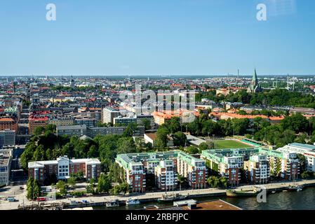 Suède, Stockholm . Vue aérienne de Stockholm (Hammarby) horizon urbain. Banque D'Images