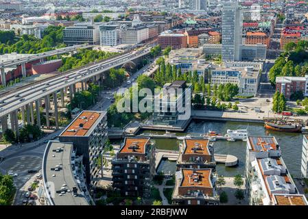 Suède, Stockholm . Vue aérienne de Stockholm (Hammarby) horizon urbain. Banque D'Images
