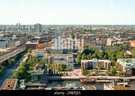 Suède, Stockholm . Vue aérienne de Stockholm (Hammarby) horizon urbain. Banque D'Images