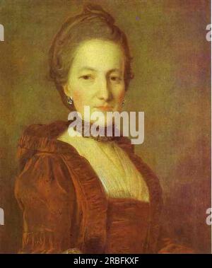 Portrait d'une femme inconnue dans une robe rouge 1760 par Fyodor Rokotov Banque D'Images