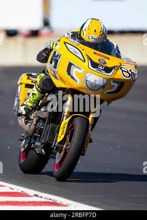 Juillet 08 2023 Monterey, CA, U.S.A Max Flinders(88) sort du turn11 lors de la Mission Foods MotoAmerica King of the Baggers R1 à WeatherTech Laguna Seca Monterey, CA Thurman James/CSM Banque D'Images