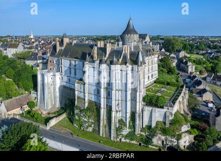 France, Eure-et-Loir (28), Châteaudun, le château (vue aérienne) // France, Eure-et-Loir, Châteaudun, le château (vue aérienne) Banque D'Images