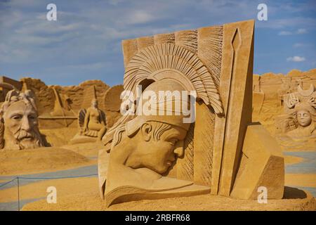 Sondervig, Danemark, 21 mai,2023: Festival international de sculpture sur sable Banque D'Images