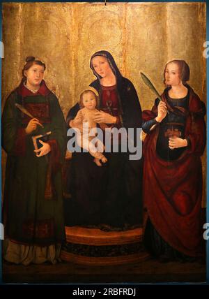 Madonna col Bambino tra i SS. Stefano e Lucia 1489 de Antoniazzo Romano Banque D'Images