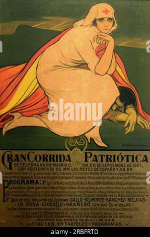Cartel corrida benéfica de toros 1921 par Julio Romero de torres Banque D'Images