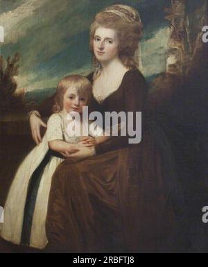 Frances Bankes (1756-1847), Lady Brownlow, avec son fils, l'honorable John Cust (1779-1853), plus tard 1e comte Brownlow, GCH, FRS, MP 1783 par George Romney Banque D'Images