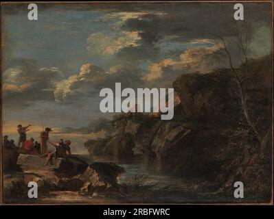 Bandits on a Rocky Coast 1656 par Salvator Rosa Banque D'Images