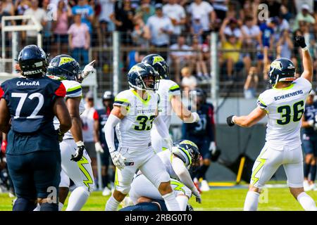 Ligue européenne de football, ELF/ match : Paris Mousquetaires à Stuttgart Surge en juillet. 09. 2023 , dans le Gazi Stadium , Stuttgart , Allemagne Stuttgart Surge - DB # 33 Ben Wenzler Banque D'Images