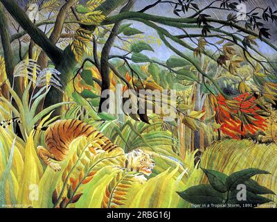 Tigre dans une tempête tropicale (surpris!) 1891 par Henri Rousseau Banque D'Images