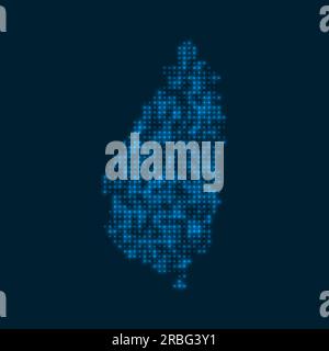 Carte lumineuse pointillée de Sainte-Lucie. Forme de l'île avec des ampoules bleues brillantes. Illustration vectorielle. Illustration de Vecteur