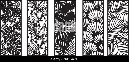 Panneau à feuilles découpé au laser. écrans de séparation de pièce, artisanat de papier, fond de carte. Illustration de Vecteur