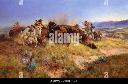 Buffalo Hunt No.40 1919 par Charles M. Russell Banque D'Images