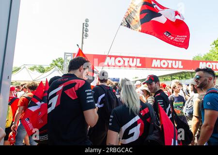 Circuit de Monza, Monza, Lombardie, Italie. 9 juillet 2023. Championnat du monde d'Endurance FIA 2023, 6 heures de Monza ; Toyoto Supporters crédit : action plus Sports/Alamy Live News Banque D'Images