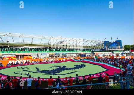 Circuit de Monza, Monza, Lombardie, Italie. 9 juillet 2023. Championnat du monde d'Endurance FIA 2023, 6 heures de Monza ; Ferari Supporters crédit : action plus Sports/Alamy Live News Banque D'Images