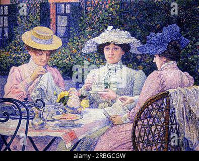 Après-midi d'été (thé dans le jardin) 1901 par Theo van Rysselberghe Banque D'Images