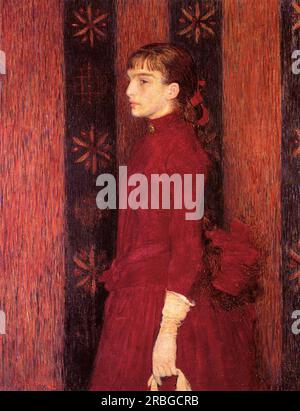 Portrait d'une Jeune fille en Rouge 1887 par Theo van Rysselberghe Banque D'Images