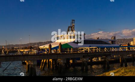 Alameda, CA, USA. Avril 03 2023 : l'Alameda Pier est un terminal de ferry situé à Alameda, en Californie. C'est l'un des terminaux du San Francisco B. Banque D'Images