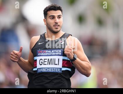 Manchester, Royaume-Uni. 08 juillet 2023. Manchester Regional Arena, Manchester, Royaume-Uni. Championnats nationaux d'athlétisme du Royaume-Uni 2023. Légende : Adam GEMILI photo : Mark Dunn/Alamy Live News (Sport) crédit : Mark Dunn Photography/Alamy Live News Banque D'Images