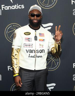 Las Vegas, États-Unis. 09 juillet 2023. Jaylen Brown arrive à la Fanatics x NBPA Summer Players Party qui s'est tenue au Tao Nightclub au Venetian Resort Las Vegas le 8 juillet 2023 à Las Vegas, Nevada © JPA/AFF-USA.com Credit : AFF/Alamy Live News Banque D'Images