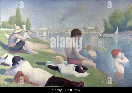 Baigneurs à Asnières 1884 par Georges Seurat Banque D'Images