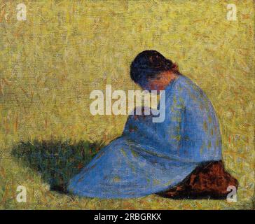 Paysanne assise dans l'herbe 1882 - 1883 ; France de Georges Seurat Banque D'Images