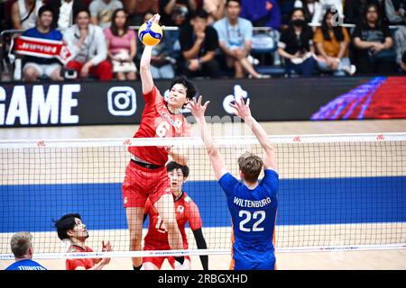 Pasay City, Philippines. 7 juillet 2023. Akihiro Yamauchi (JPN) Volleyball : Ligue des nations FIVB de volleyball 2023 semaine de la ronde préliminaire masculine 3 Pool6 entre le Japon et les pays-Bas au SM Mall of Asia Arena, à Pasay City, Philippines . Crédit : SportsPressJP/AFLO/Alamy Live News Banque D'Images