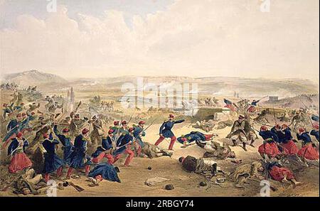 Bataille de la Tchernaya, le 16 août 1855 1856 par William Simpson Banque D'Images