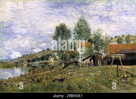 Le Boatyard à Saint Mammes 1886 par Alfred Sisley Banque D'Images