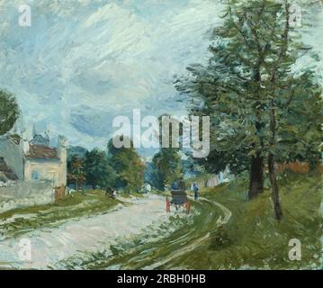 Un virage dans la route 1885 par Alfred Sisley Banque D'Images