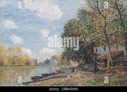 Les rives du Loing Moret 1885 par Alfred Sisley Banque D'Images