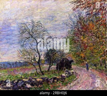 Le long des bois à l'automne 1885 par Alfred Sisley Banque D'Images