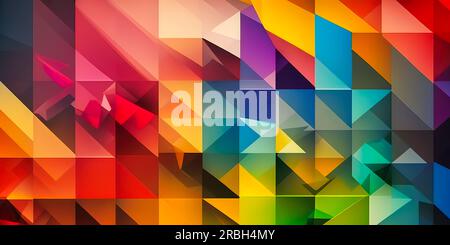 arc-en-ciel coloré triangle géométrique résumé illustration d'arrière-plan. Conception polygonale. Banque D'Images