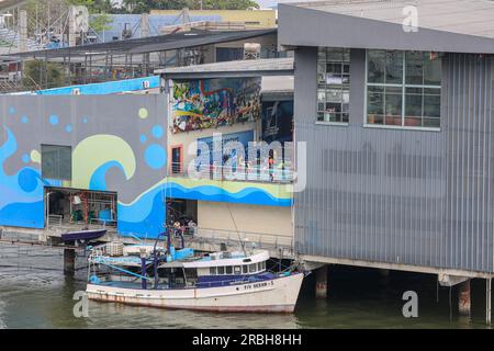 L'océanarium 'Manila Ocean Park' (océanarium) vu de la baie, Philippines, hôtel H2O, vue sur la mer, horizon de Baywalk, promenade en bord de mer, attraction Banque D'Images