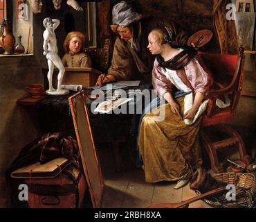 La leçon de dessin 1665 par Jan Steen Banque D'Images