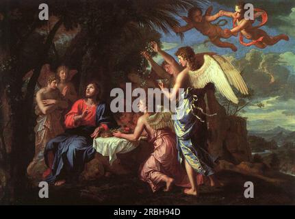 Christ servi par les Anges 1650 de Jacques Stella Banque D'Images