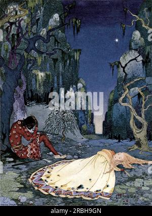 Violette consent volontiers à passer la nuit dans la forêt. 1920 de Virginia Frances Sterrett Banque D'Images