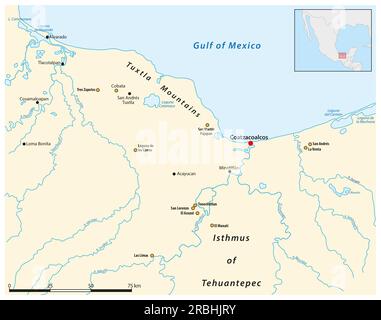 carte de la zone culturelle olmèque sur la côte sud du golfe du mexique Banque D'Images