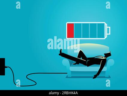 Illustration d'affaires d'un homme d'affaires prenant une sieste sur un canapé. Concept de pose, de détente, de recharge, de repos Illustration de Vecteur