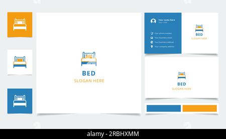 Logo de lit avec texte modifiable. Modèle de livre de marque et de carte de visite. Illustration de Vecteur
