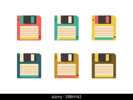 Ensemble coloré de disquettes illustration vectorielle Illustration de Vecteur