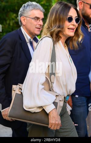 Marina di Pietrasanta, Italie. 09 juillet 2023. Ministre Daniela Santanchè à la Versiliana, Marina di Pietrasanta. Crédit : Stefano dalle Luche/Alamy Live News Banque D'Images