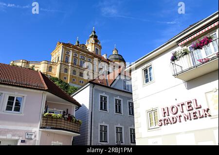 Melk, Wachau, Basse-Autriche, Autriche. 04 juillet 2023. Vue sur l'abbaye de Melk Banque D'Images