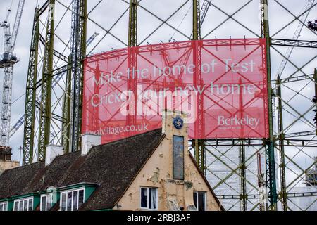 Kennington Oval Gas Holder, Kennington, Borough of Lambeth, Londres, Angleterre, ROYAUME-UNI Banque D'Images