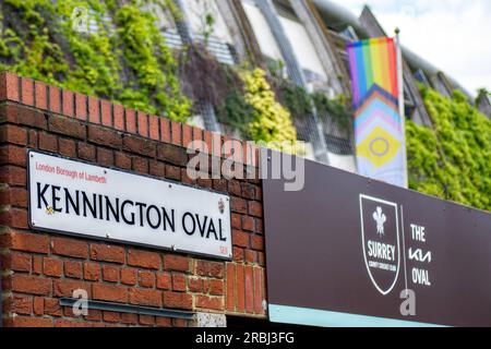 Surrey Cricket Club, Kia Oval, Kennington, Borough of Lambeth, Londres, Angleterre, Royaume-Uni Banque D'Images