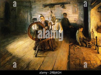 Spinning by Firelight - The Boyhood of George Washington Gray 1894 par Henry Ossawa Tanner Banque D'Images