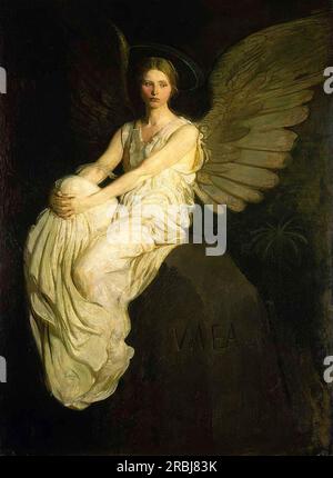 Figurine ailée assise sur un rocher 1903 par Abbott Handerson Thayer Banque D'Images