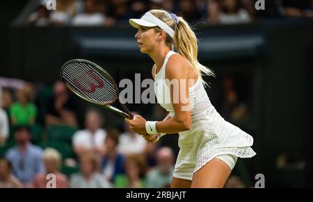 Katie Boulter de Grande-Bretagne en action lors de la troisième manche des Championnats de Wimbledon 2023 le 8 juillet 2023 au All England Lawn tennis & Croquet Club à Wimbledon, Angleterre Banque D'Images