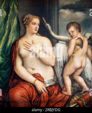 Leda et le Cygne Titien (Tiziano Vecellio) (1480/85-1576) peinture Banque D'Images