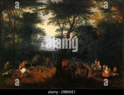 Chasse au cerf Jan Brueghel l'ancien (1568-1625) Banque D'Images